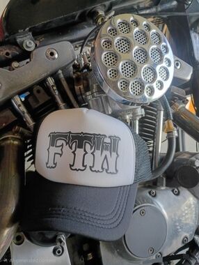 FTW Black and White Chopper Motorcycle Trucker Hat